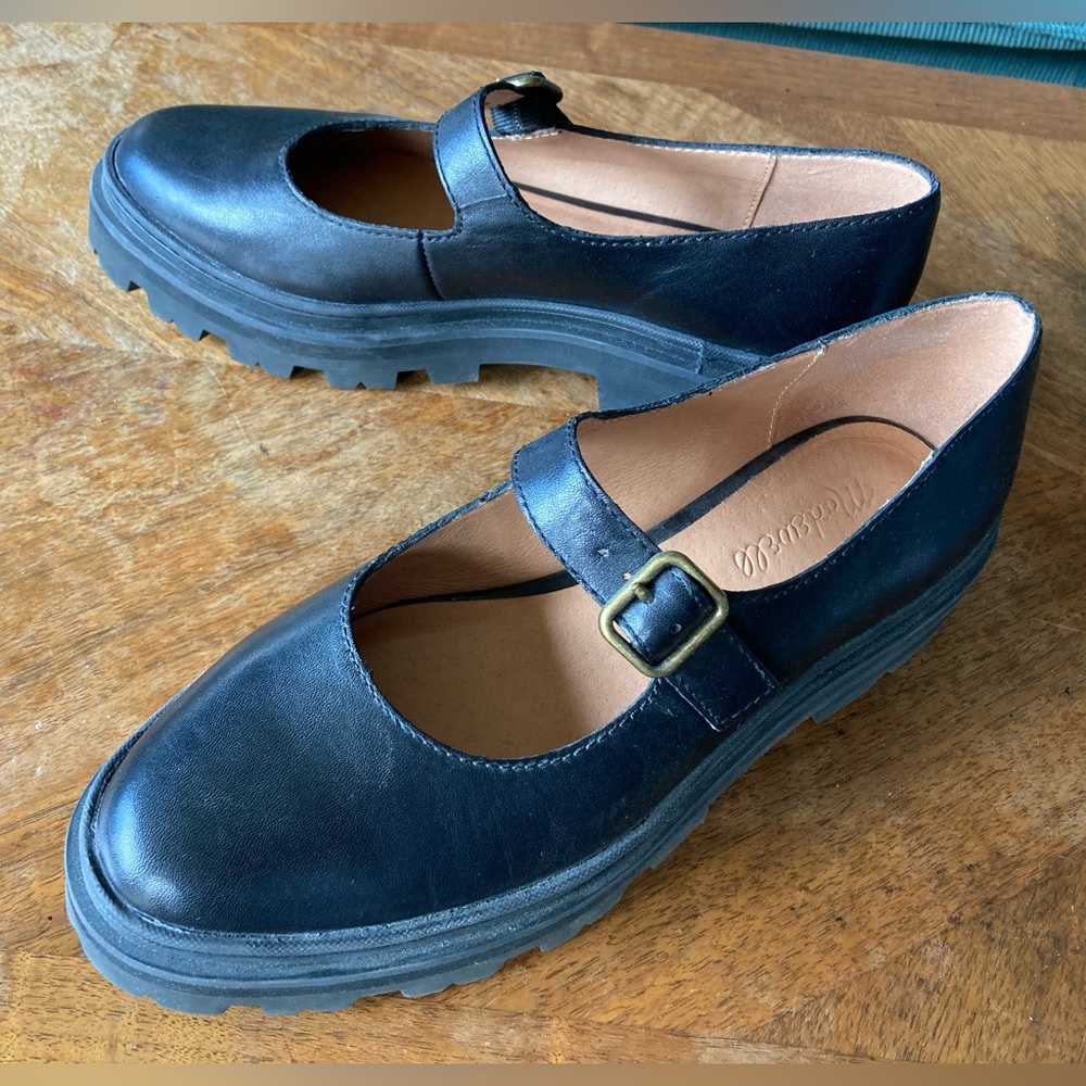 Madewell The Freya Platform Lugsole Mary Jane 7.5 black